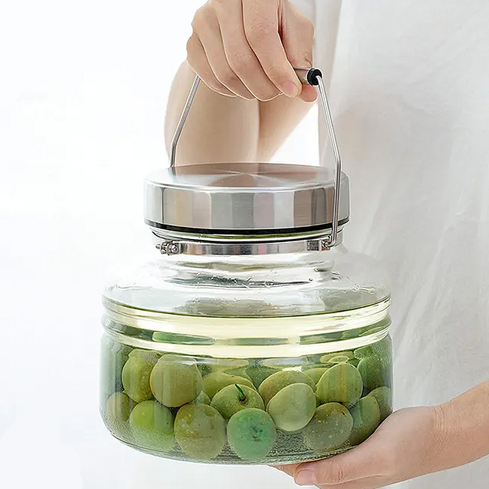 아데리아 이시즈카 유리 저장용기 뚜껑 밀폐 유리병 과일청 매실청 담금주 보관용기 2L