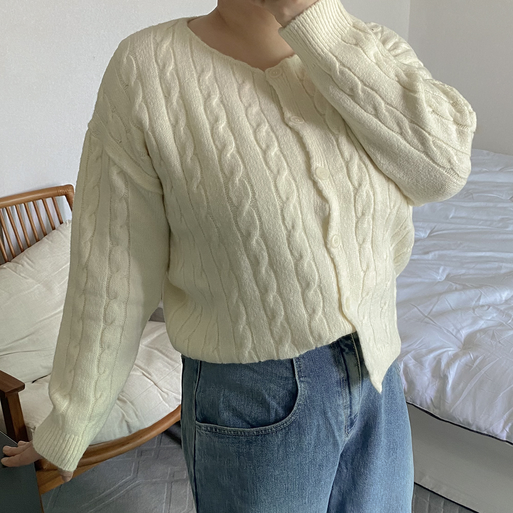 케이블가디건 레드가디건 꽈배기가디건 이미지 6