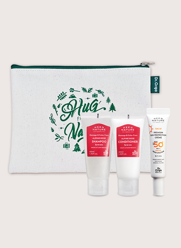 닥터올가 여행용 킷 1탄(여행용파우치+알파인샴푸40ml+컨디셔너40ml+톤업 선크림 SPF50+/PA+++ 10ml) - 메인 이미지
