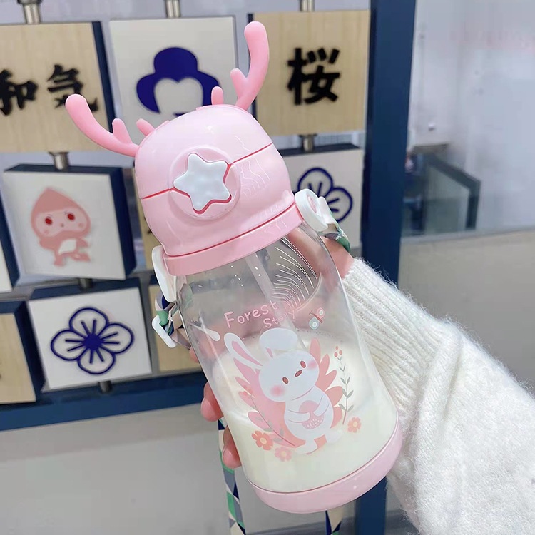 빨대 머그컵 동물 유치원용 대용량 플라스틱 사슴 텀블러 I 600ml 이미지 8