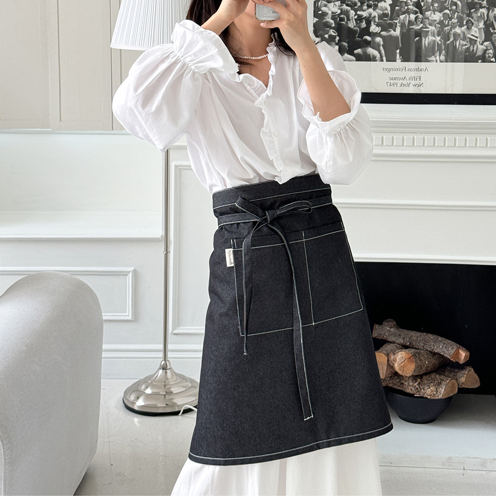한스데이 심플 데님 허리 앞치마 커플 카페 바리스타 에이프런