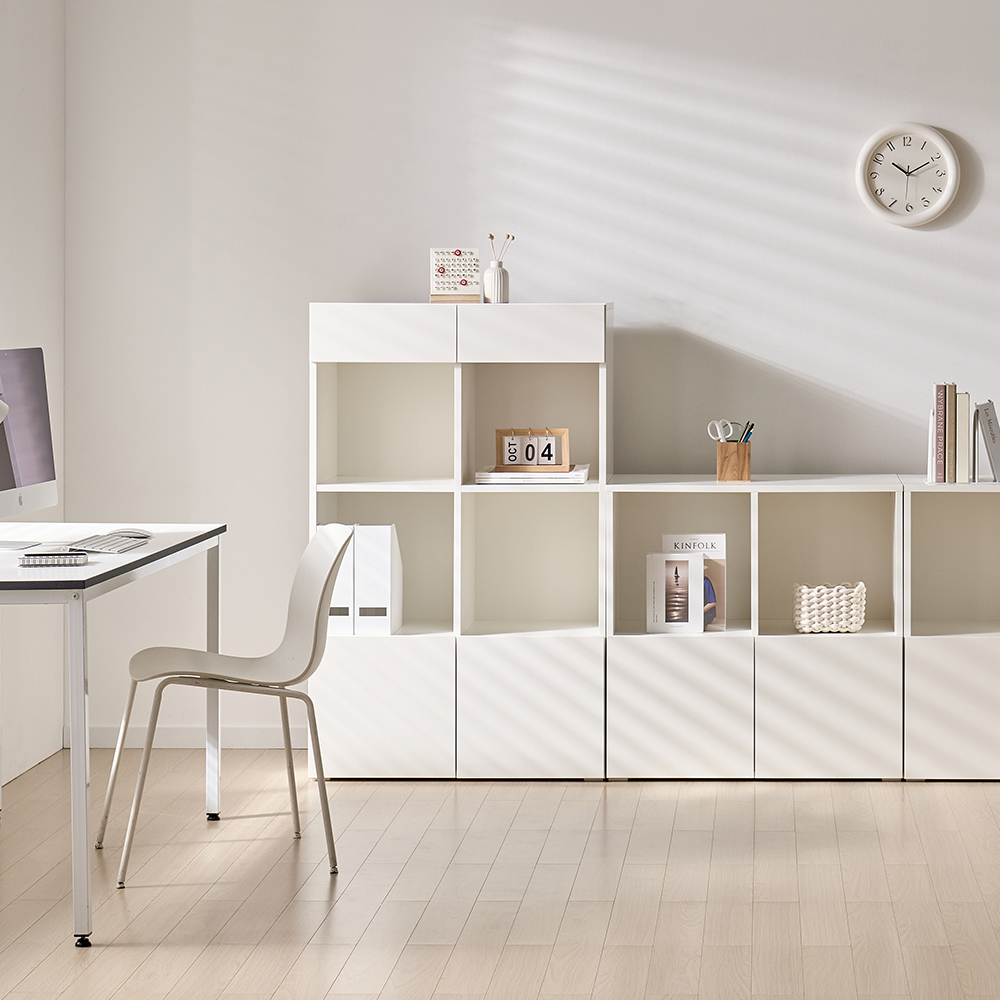 [기본형] 조아 수납장 모듈 다용도 거실 베란다 맘마존 (높은/1단 오픈형 800), 2단, 화이트