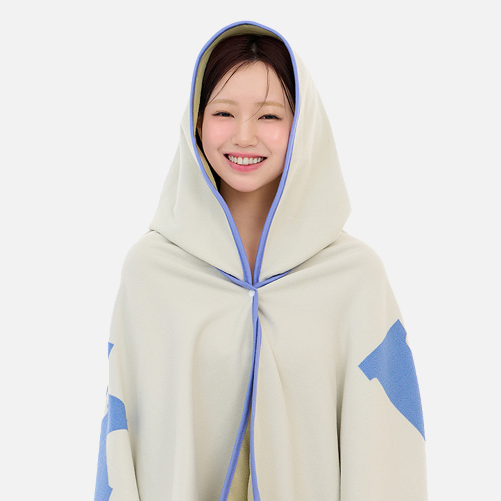 위크나인 극세사 입는 가벼운 대형타올 성인 후드 비치타올 로버 아이보리