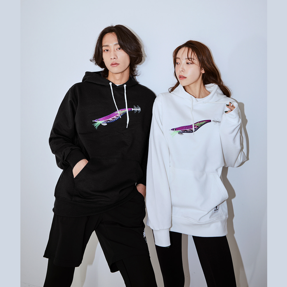 쿠로시오 보풀현상을 최소화한 퍼플퍼플후디 G블루 오프화이트 후드티 - 상세 이미지 4