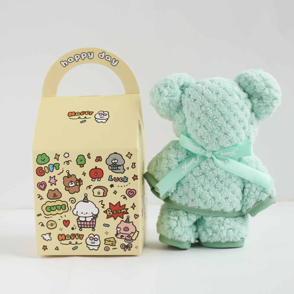 니즈엘 고리 수건 곰 타올(소) 30x30+선물상자+스티커 어린이집 행사 답례품, 4세트 - 상세 이미지 2