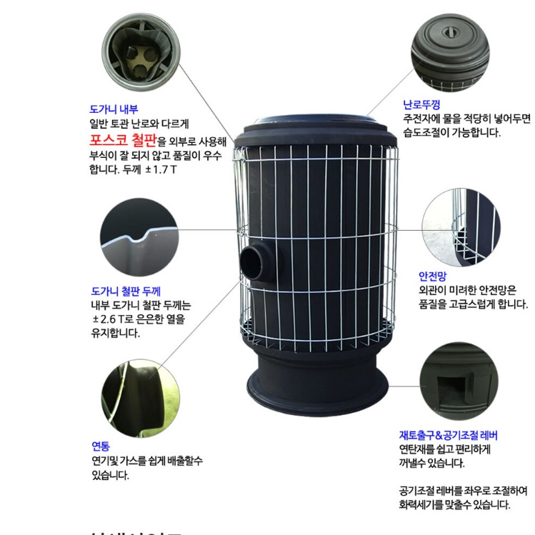 4구 16탄 주물연탄난로 대형 전원주택 무쇠난로