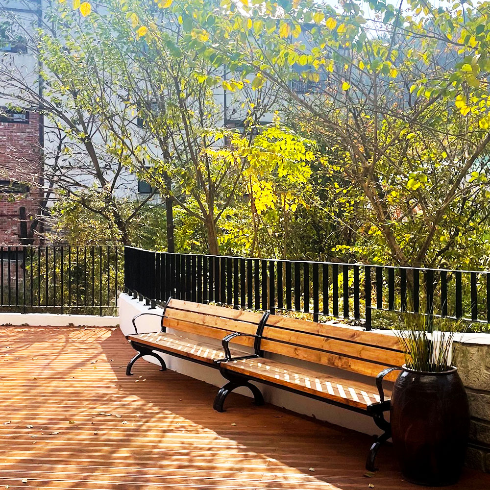 야외벤치 의자 테라스 정원 철제 야외용 카페 공원 평벤치 힐링1200