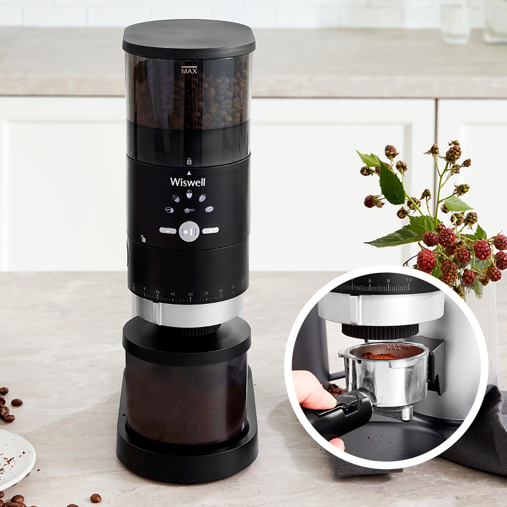위즈웰 전동 커피 그라인더 원두 분쇄기 커피밀 WSG-9400 40단계 조절