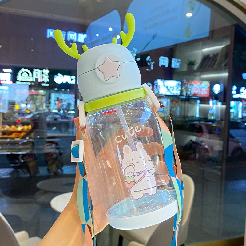 빨대 머그컵 동물 유치원용 대용량 플라스틱 사슴 텀블러 I 600ml 이미지 6