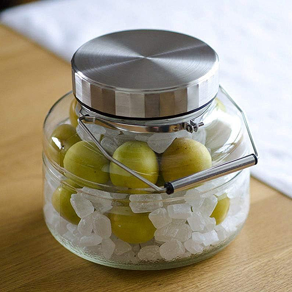 아데리아 이시즈카 유리 저장용기 뚜껑 밀폐 유리병 과일청 매실청 담금주 보관용기 1L