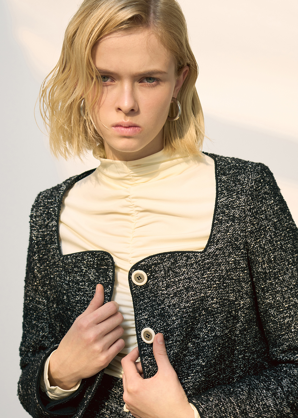 알파카 트위드 숏 재킷 L22WFJK3