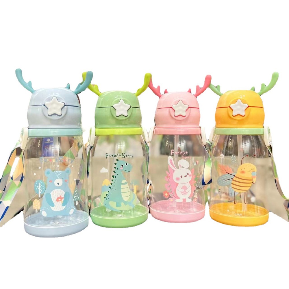 빨대 머그컵 동물 유치원용 대용량 플라스틱 사슴 텀블러 I 600ml - 상세 이미지 3