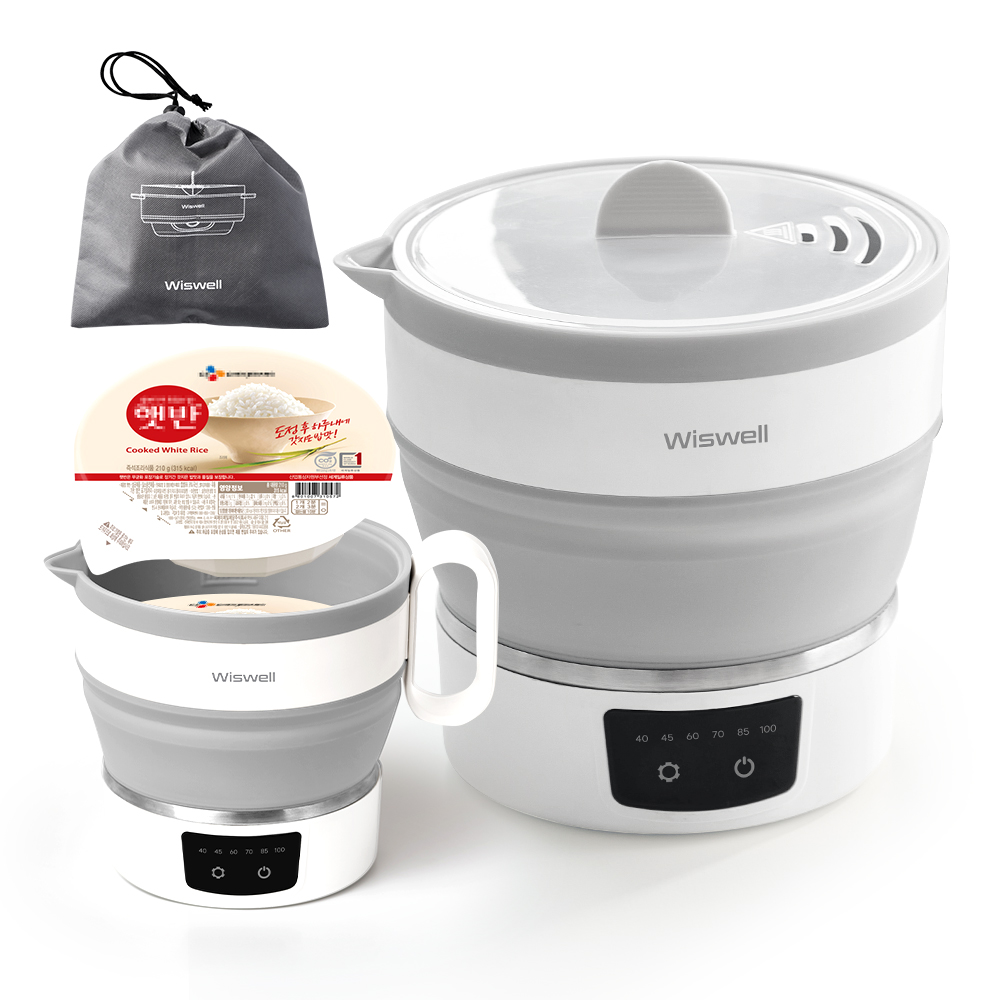 위즈웰 더Plus 전기포트 프리볼트 접이식 폴딩 휴대용 여행용 전기 커피포트 분유 냄비 WK3626