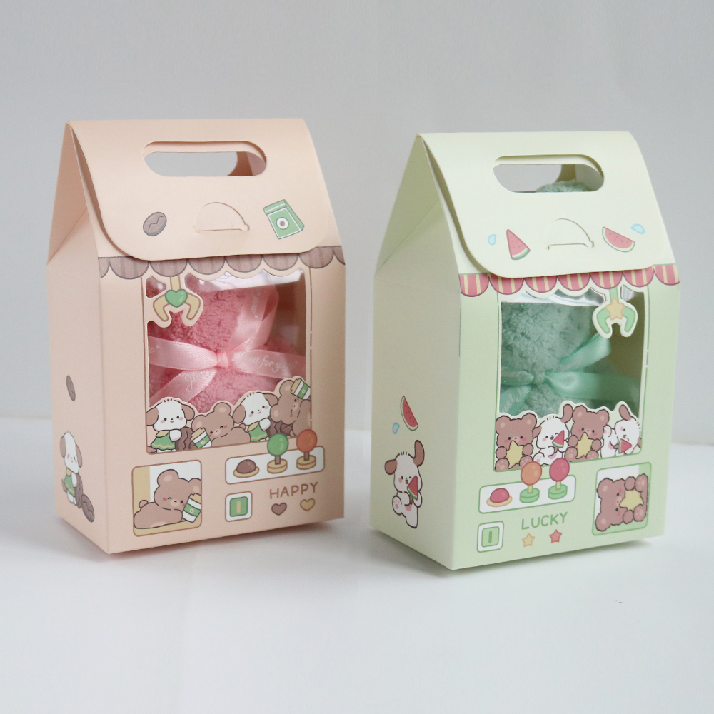 니즈엘 고리 수건 곰 타올(소) 30x30+선물상자+스티커 어린이집 행사 답례품, 4세트 - 상세 이미지 4