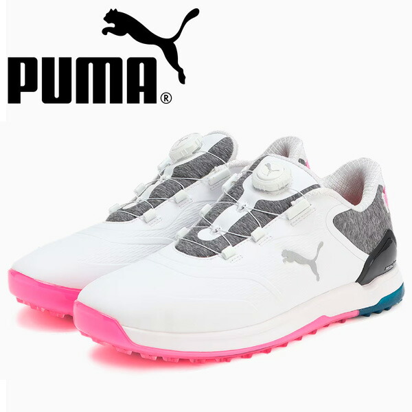 푸마 PUMA 프로어댑트 알파캣 보아 스파이크리스 골프화 화이트x핑크 377526-09 - 상품 이미지