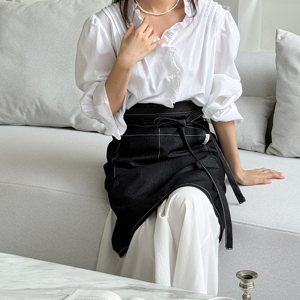 한스데이 심플 데님 허리 앞치마 커플 카페 바리스타 에이프런