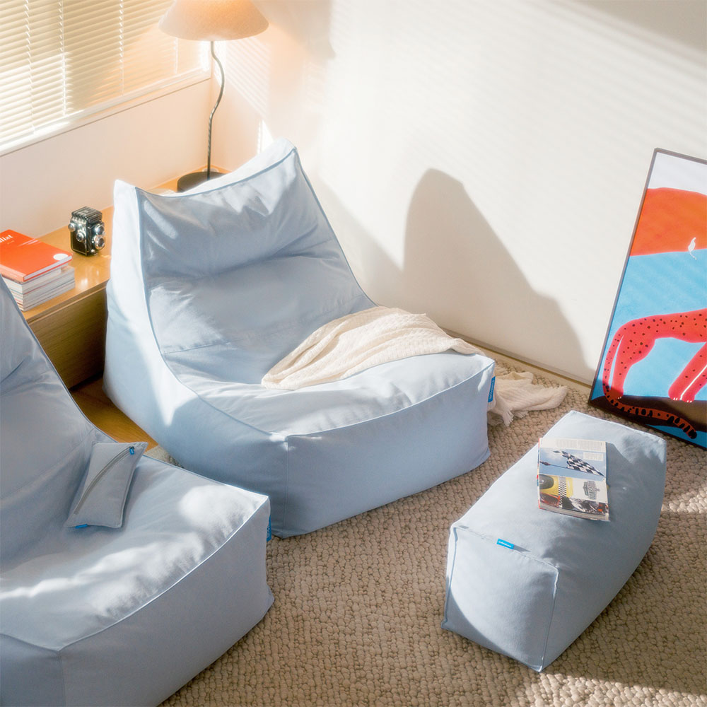 폴리몰리 빈백소파 1인용 대형 607C 순면 좌식 쇼파 쿠션, 소프트 블루 (메시속커버, 선택안함)