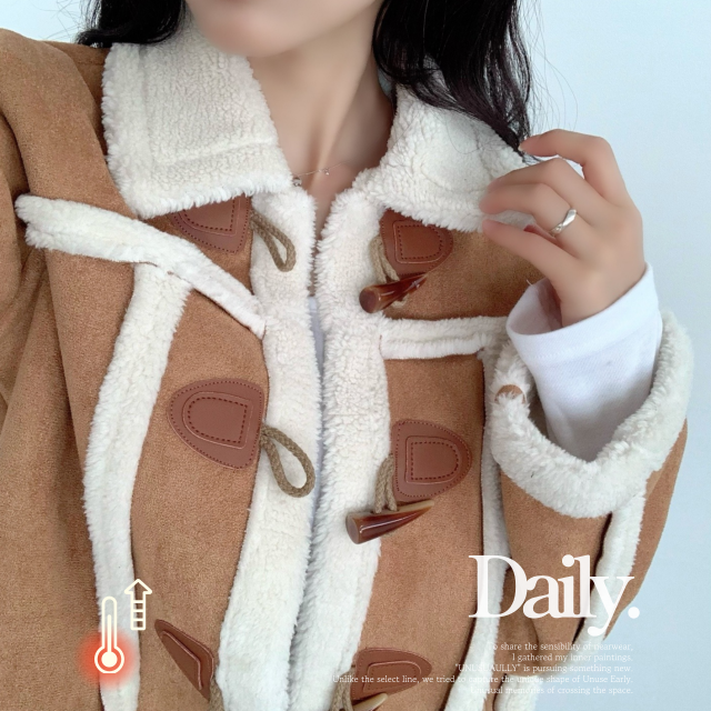 겨울 트랜드 자켓 전체퍼안감 디테일 스웨이드 떡볶이 크롭 무스탕 자켓 퍼카라 - 상세 이미지 2