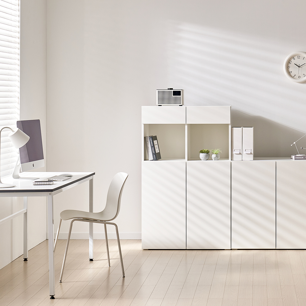 [기본형] 조아 수납장 모듈 다용도 거실 베란다 (더 높은 연장/1단 오픈형 800), 4단, 화이트