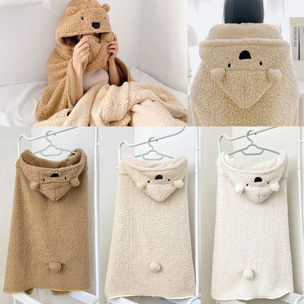 캐릭터 후드 담요 다용도 귀여운 곰돌이 망토 모자 이불