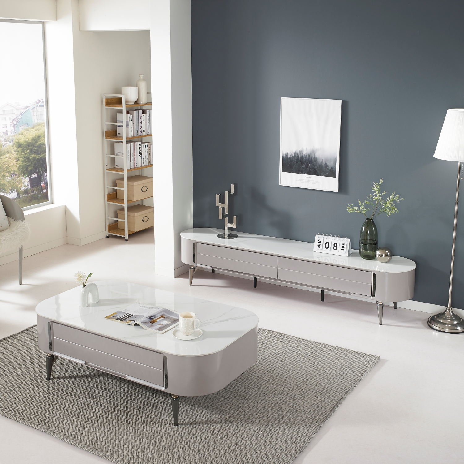 레이 포세린 세라믹 거실테이블 소파테이블 1300, 그레이