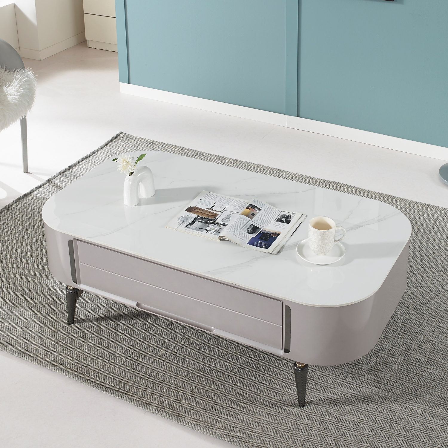 레이 포세린 세라믹 거실테이블 소파테이블 1300, 그레이