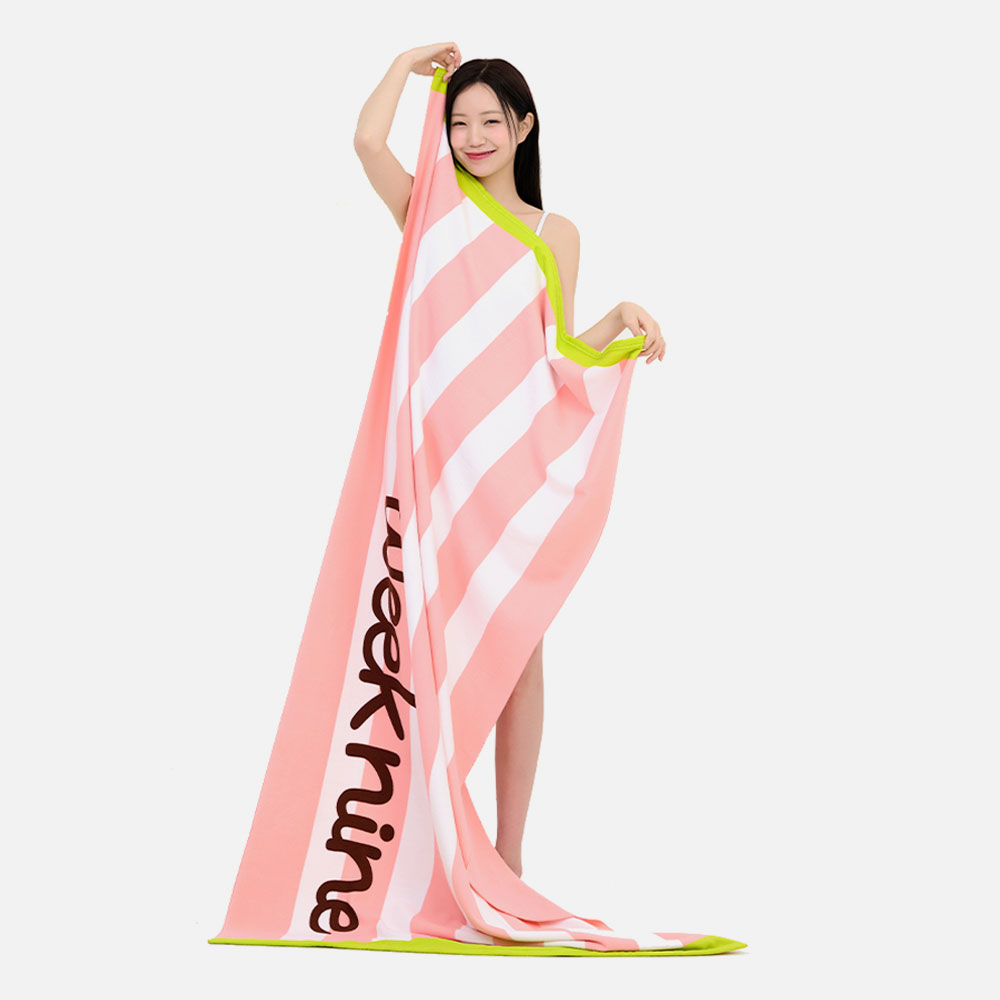 위크나인 비치타올 특대형 극세사 물놀이 타월 성인 가벼운 수건 1+1 감성로고 이미지 6