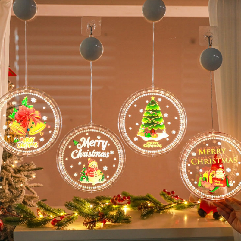 3D 크리스마스 데코 LED 줄조명 창문 커튼 부착형 컬러 무드등 21cm 대형