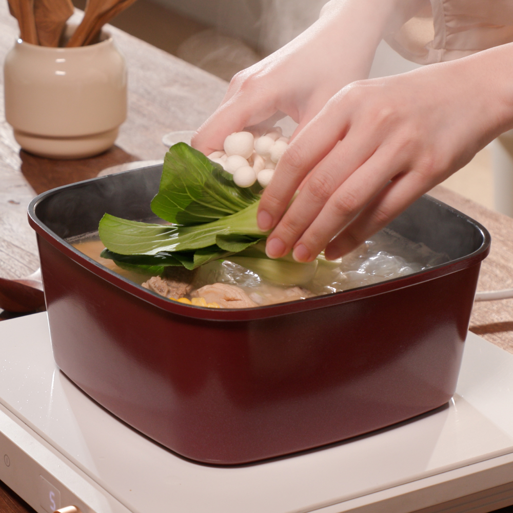 보오글 인덕션 냄비 논스틱코팅 사각 인덕션용 냄비 단품 22cm