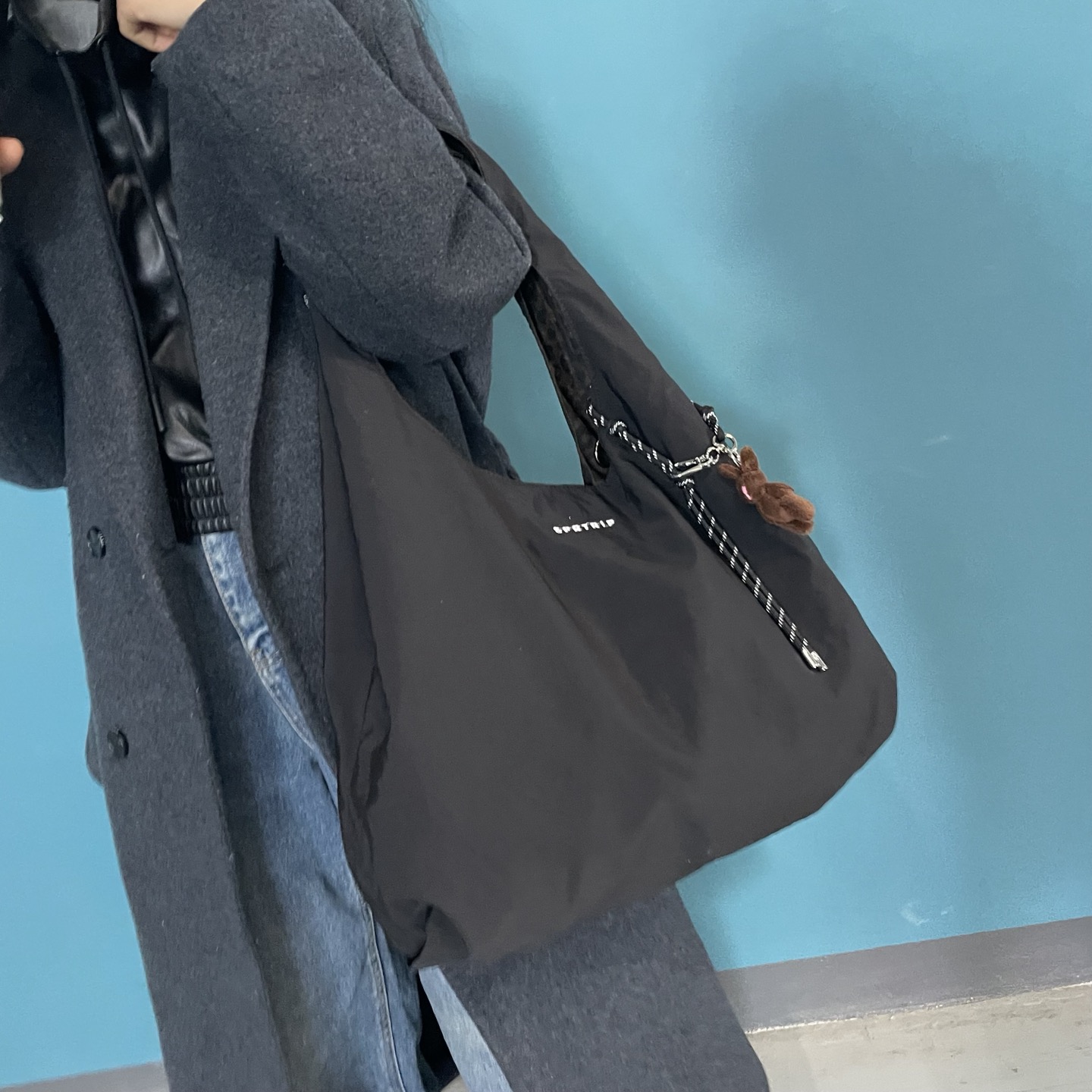 mddas 호피 데일리백 가벼운 여성 숄더백 호보백 보부상가방 양면 나일론 빅 크로스 백