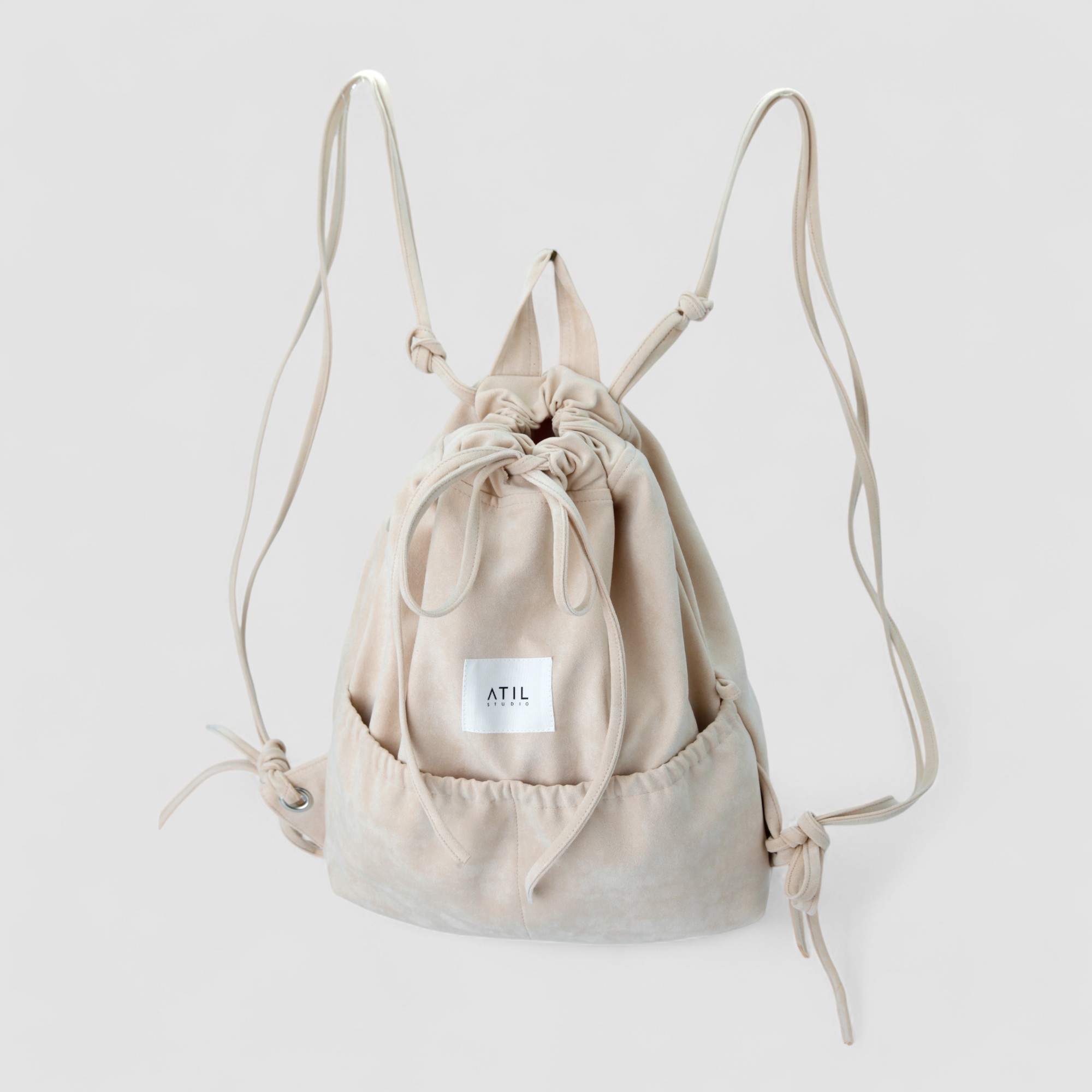 [ATIL STUDIO] 스웨이드 데일리 스트링 백팩_[라이트베이지]