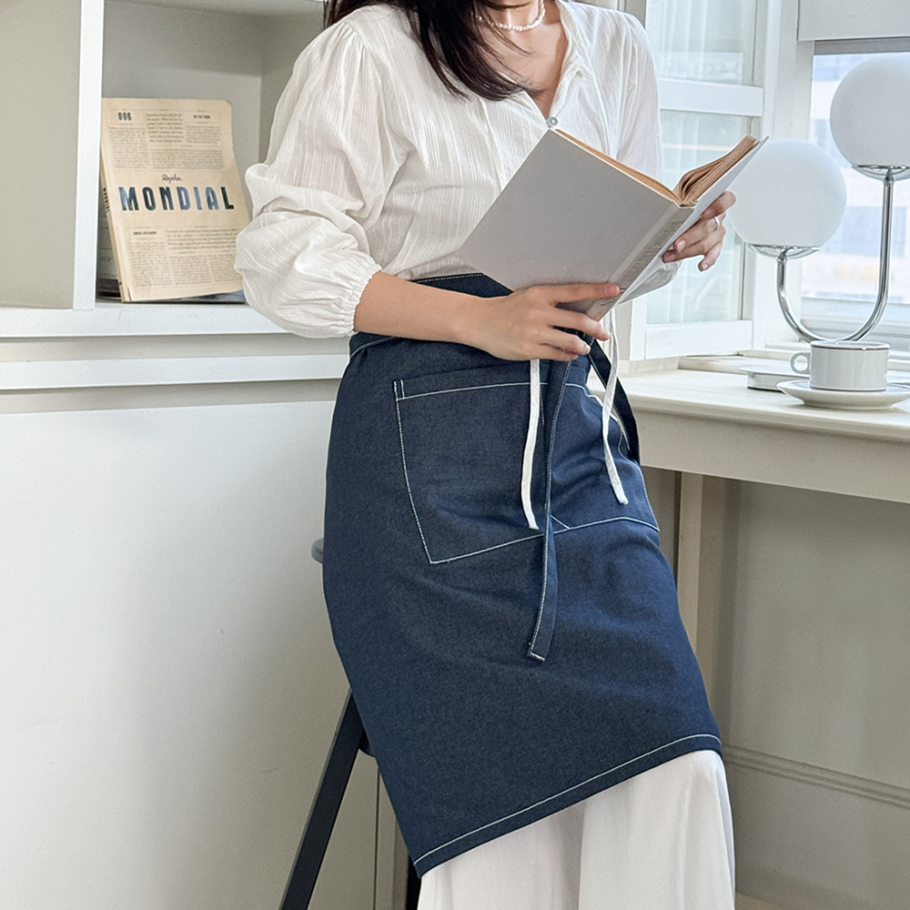 한스데이 심플 데님 허리 앞치마 커플 카페 바리스타 에이프런