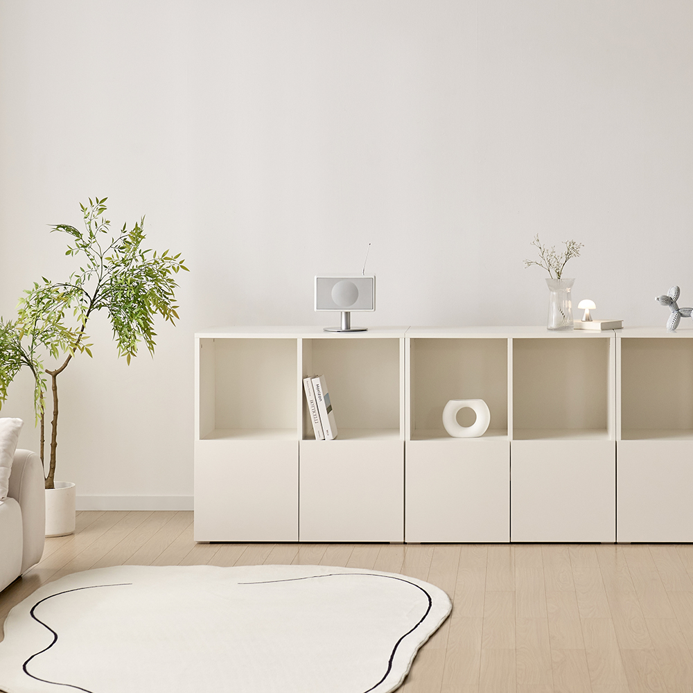 [기본형] 조아 수납장 모듈 다용도 거실 베란다 맘마존 (높은/1단 오픈형 800), 2단, 화이트