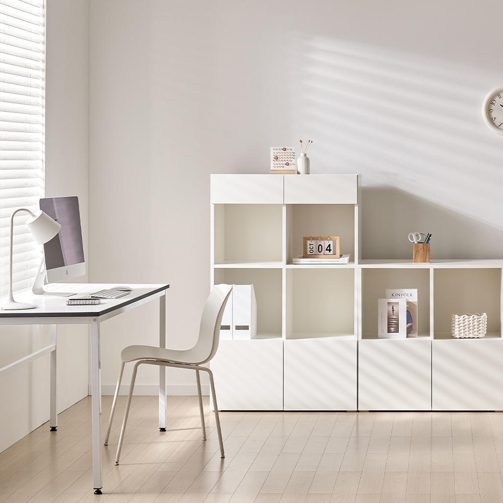 [기본형] 조아 수납장 모듈 다용도 거실 베란다 (더 높은 연장/2단 오픈형 800), 4단, 화이트