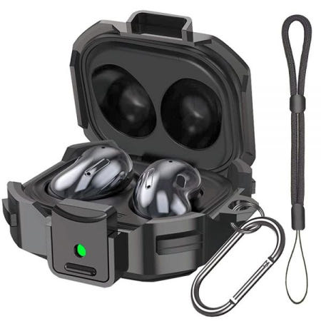 [해외]삼성 갤럭시 버드 2 / 갤럭시 버드 프로 2/갤럭시 버드 프로/갤럭시 버드 라이브와 호환되는 잠금 케이스, 잠금 장치가 있는 갤럭시 버드 케이스, 키체인 및 스트랩/랜야드