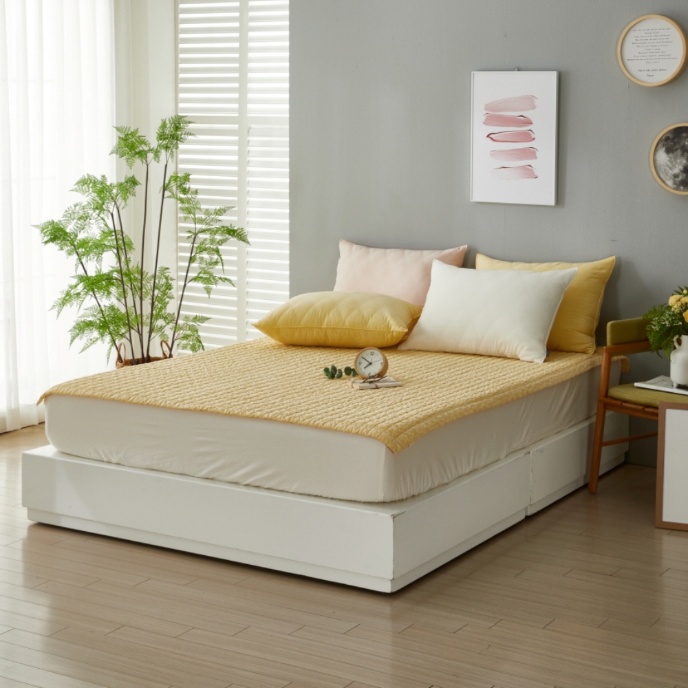 80수 순면 사계절 라지킹 매트리스 침대 양면 패드 고정밴드
