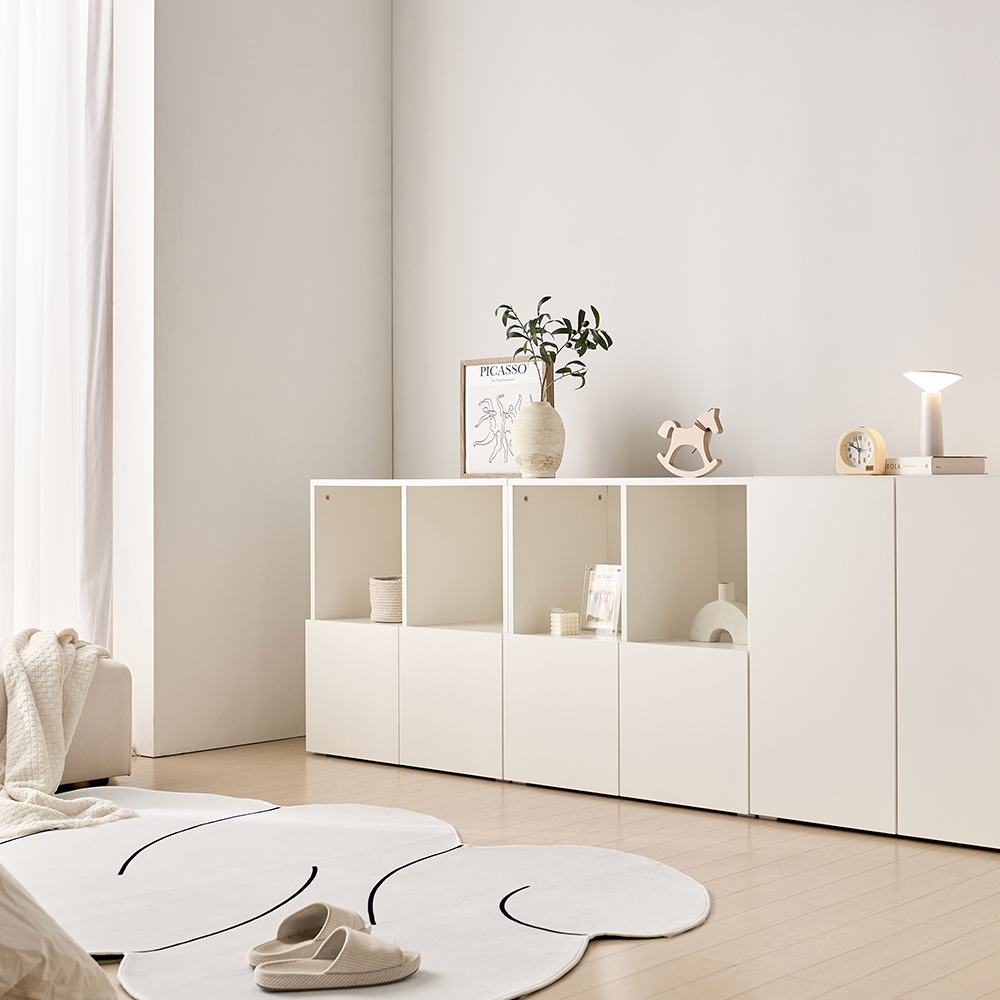 [기본형] 조아 수납장 모듈 다용도 거실 베란다 맘마존 (높은/1단 오픈형 800), 2단, 화이트