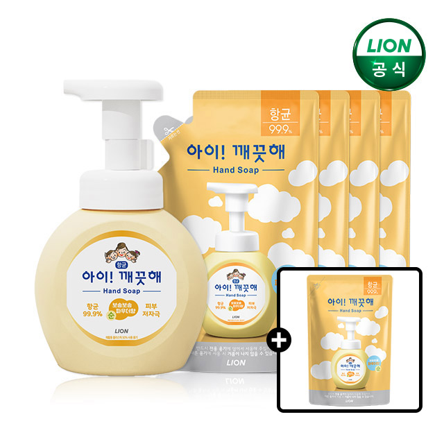 아이깨끗해 핸드워시 250ml 본품+200ml 리필 4개+100ml 증정 제품 이미지