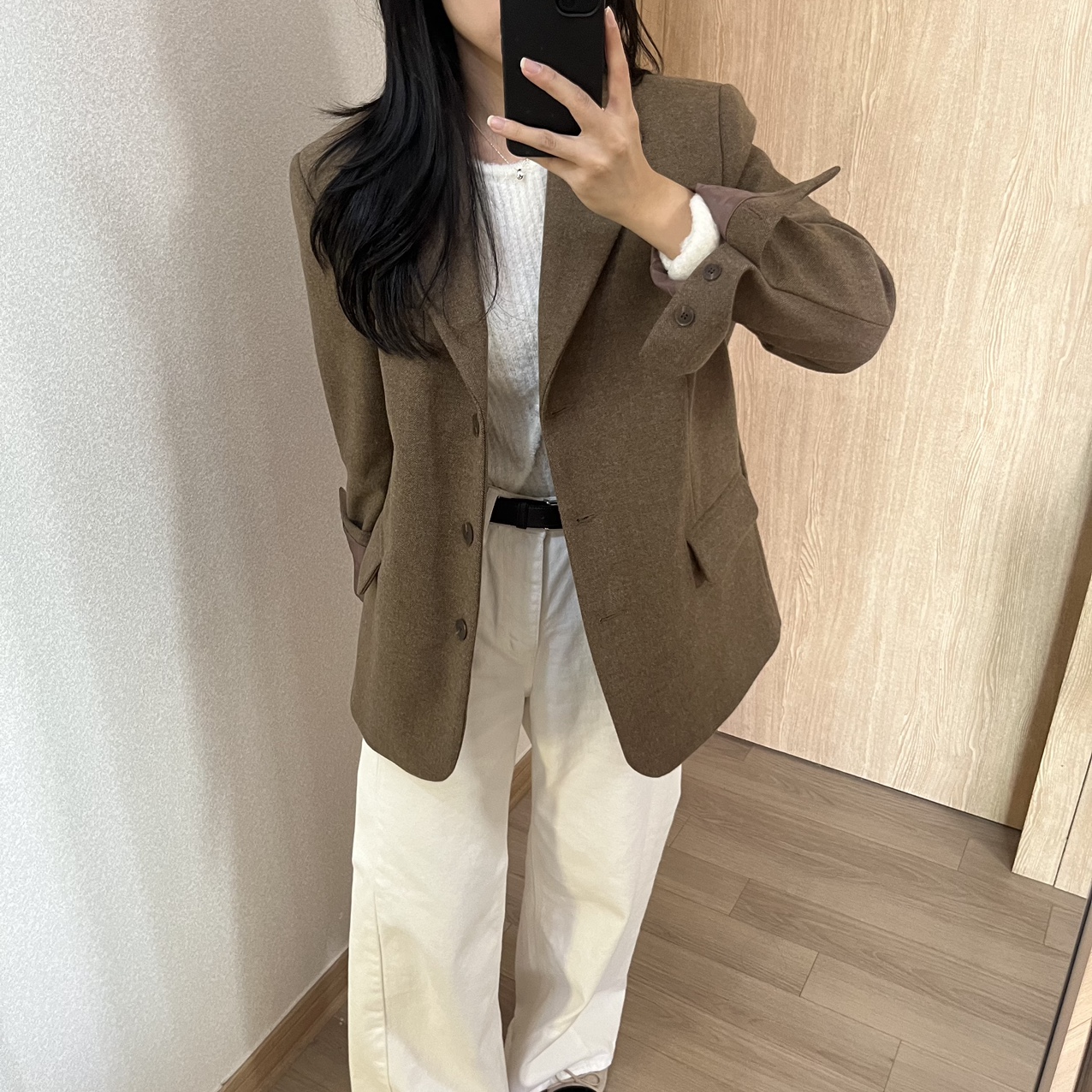 화이트진 키작녀 청바지 여자 사선절개 데님 와이드 부츠컷 빅사이즈 팬츠 하이웨스트 청바지 - 상세 이미지 4
