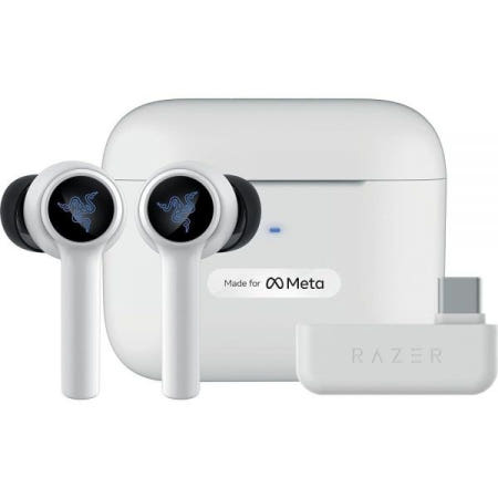 [해외]Razer Hammerhead HyperSpeed VR용 무선 게이밍 이어버드: 메타 퀘스트 2 & 3 인증 - USB-C를 통한 2.4Ghz 무선 - 블루투스 5.2 -