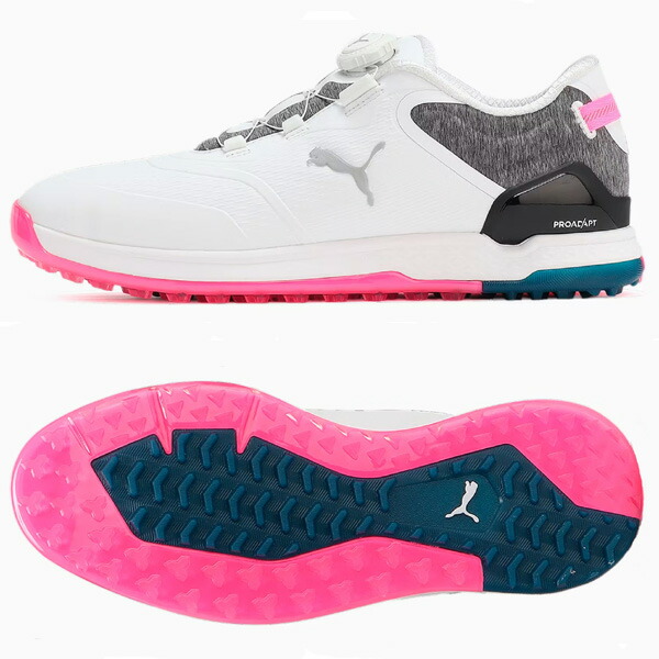 푸마 PUMA 프로어댑트 알파캣 보아 스파이크리스 골프화 화이트x핑크 377526-09 - 상세 이미지 2