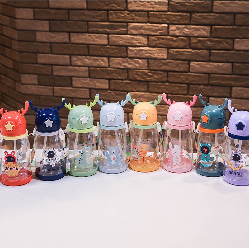 빨대 머그컵 동물 유치원용 대용량 플라스틱 사슴 텀블러 I 600ml - 상세 이미지 2