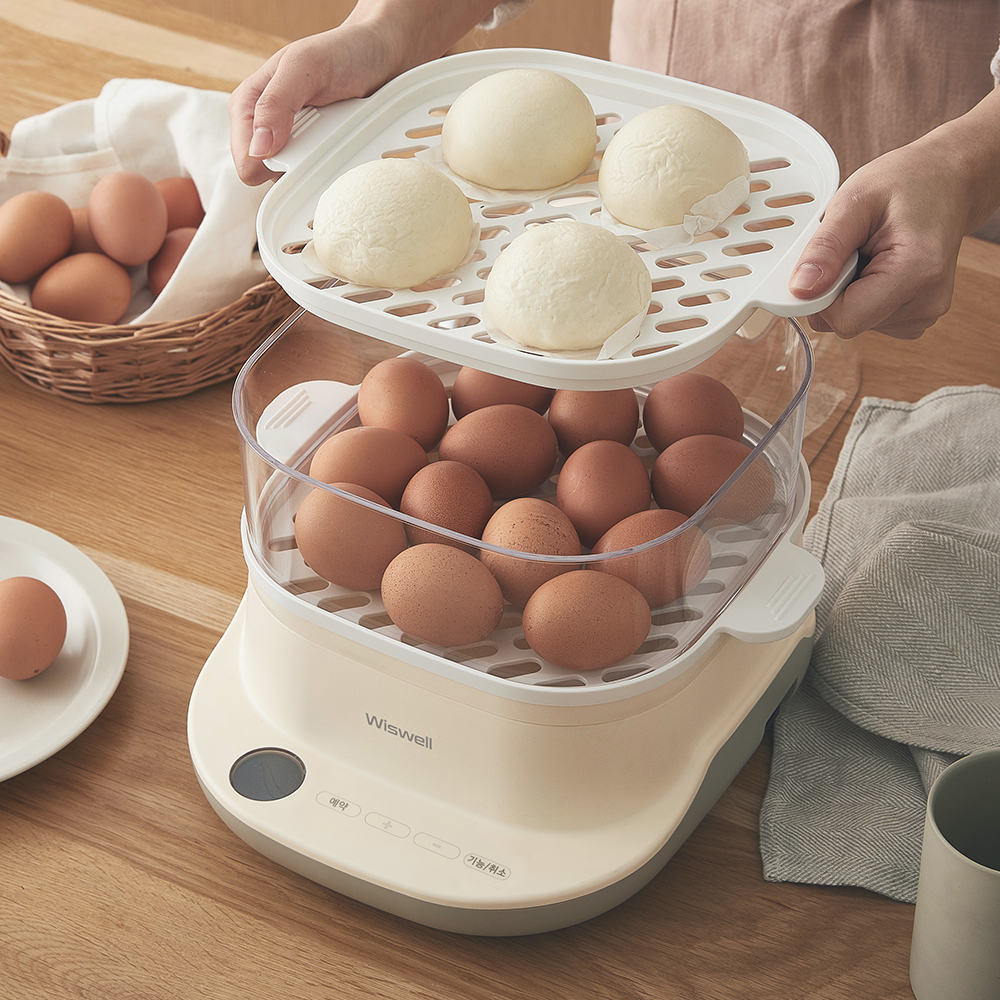 위즈웰 전기찜기 6L 예약 대용량 야채 스팀 계란 고구마 삶는 찌는 기계 가정용 다담