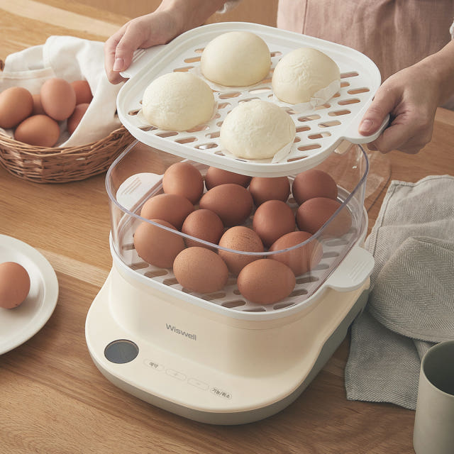 위즈웰 전기찜기 6L 예약 대용량 야채 스팀 계란 고구마 삶는 찌는