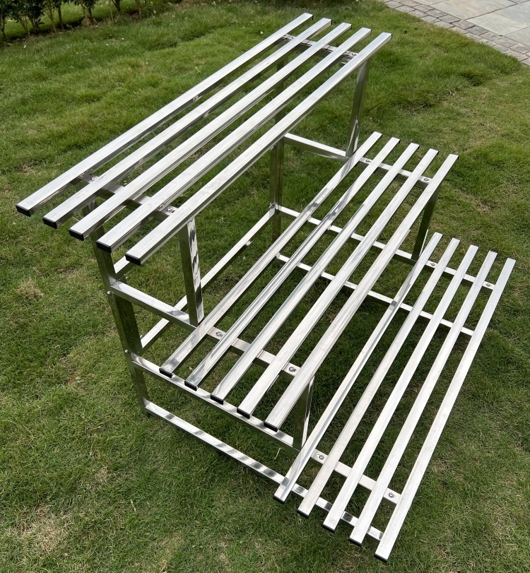 계단식 화분 거치대 스테인리스 업소용 가게 사다리 선반 2층 길이 80cm 총 폭40cm - 상세 이미지 4