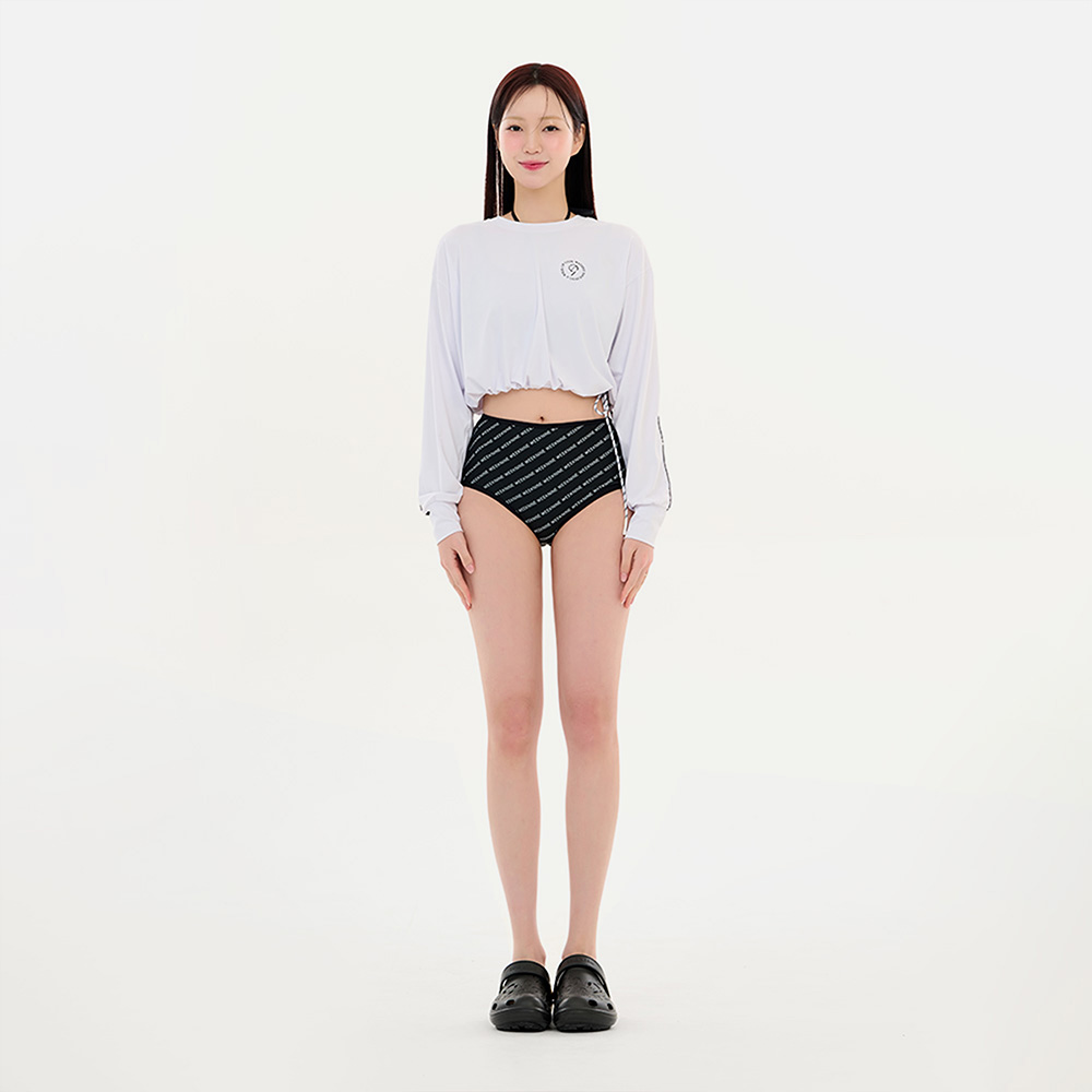 위크나인 크롭 래쉬가드 여자 워터파크 수영복 상의 긴팔 루즈핏 나인 스트링 - 상세 이미지 3