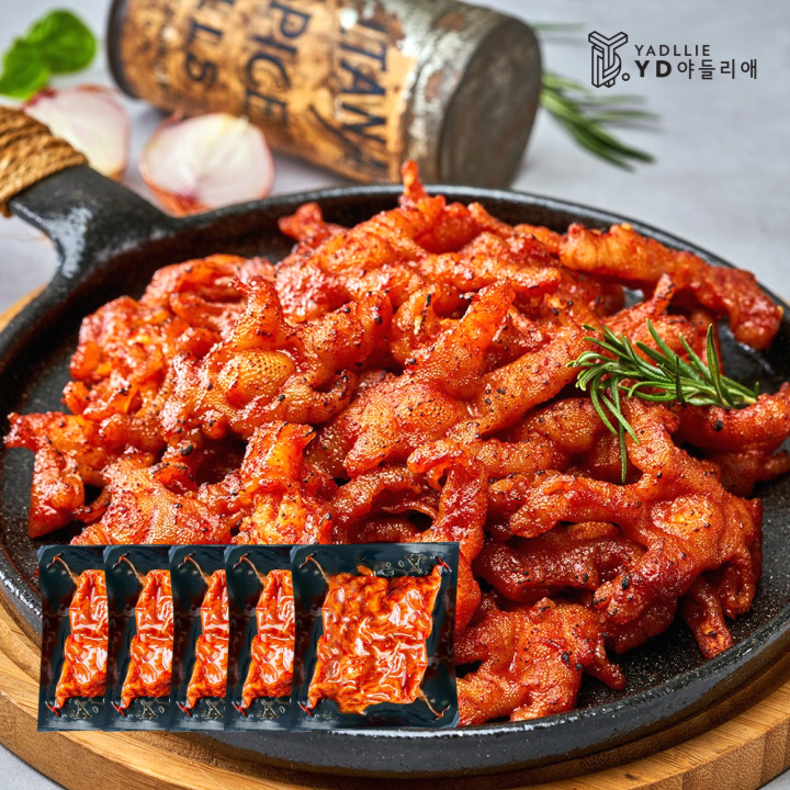 [야들리애] 뼈없는 직화 숯불 향 매운 무뼈 양념 불 닭발 250g, 4개