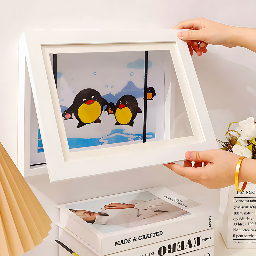 원목액자 벽걸이형 아크릴 커버 어린이 아트워크 보관 액자 373x490mm, 화이트 - 상세 이미지 2