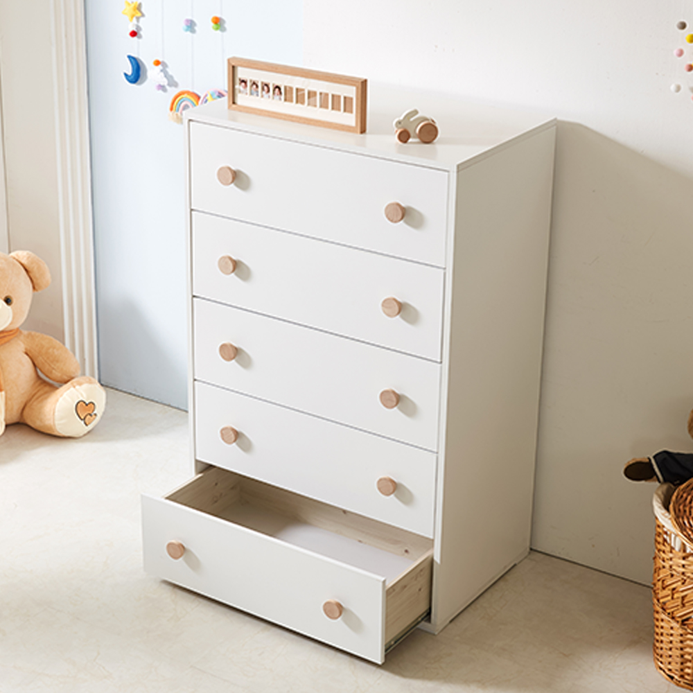 애기옷장 아이방 유아 아이 키즈옷장 아기 어린이 주니어 800x500x1250mm, 미카엘 5단서랍 화이트