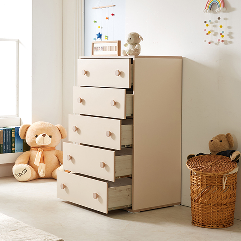 애기옷장 아이방 유아 아이 키즈옷장 아기 어린이 주니어 800x500x1250mm, 미카엘 5단서랍 화이트